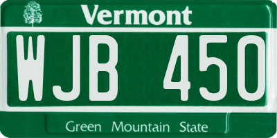 VT license plate WJB450