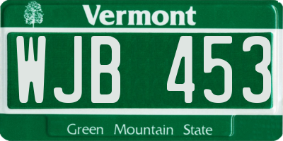 VT license plate WJB453