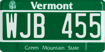 VT license plate WJB455