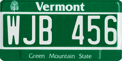 VT license plate WJB456