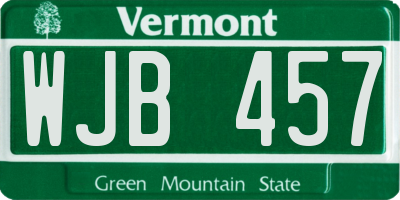 VT license plate WJB457