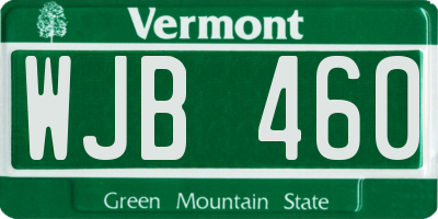 VT license plate WJB460