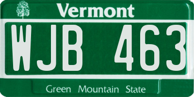 VT license plate WJB463