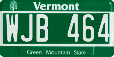 VT license plate WJB464