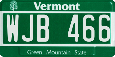 VT license plate WJB466