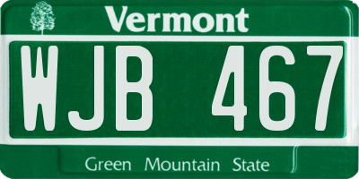 VT license plate WJB467