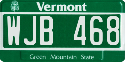 VT license plate WJB468