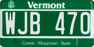 VT license plate WJB470