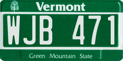 VT license plate WJB471