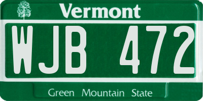 VT license plate WJB472