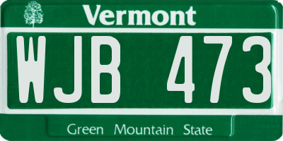 VT license plate WJB473