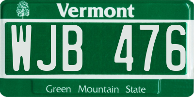 VT license plate WJB476