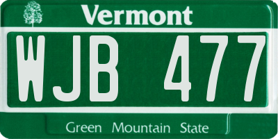 VT license plate WJB477
