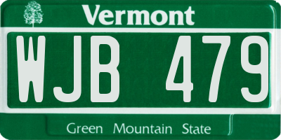 VT license plate WJB479