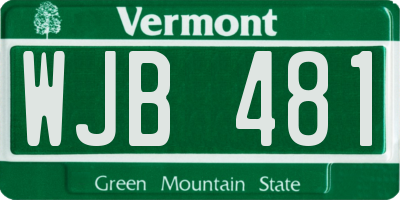 VT license plate WJB481