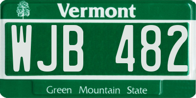 VT license plate WJB482