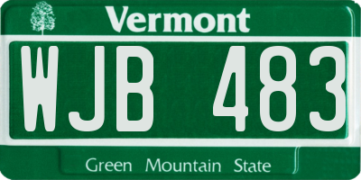 VT license plate WJB483