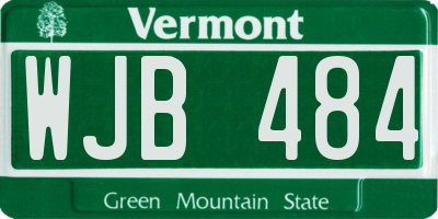 VT license plate WJB484