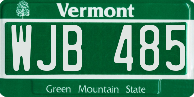 VT license plate WJB485