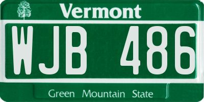 VT license plate WJB486