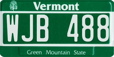 VT license plate WJB488