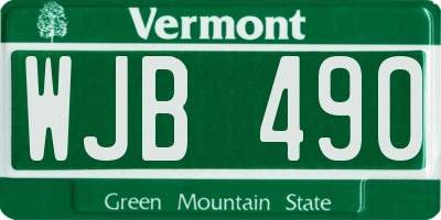 VT license plate WJB490