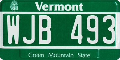 VT license plate WJB493