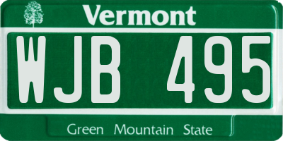 VT license plate WJB495