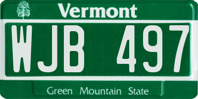 VT license plate WJB497