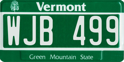 VT license plate WJB499