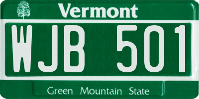 VT license plate WJB501