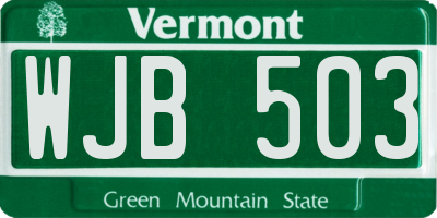 VT license plate WJB503