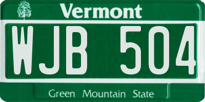 VT license plate WJB504