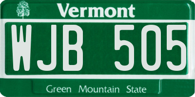 VT license plate WJB505