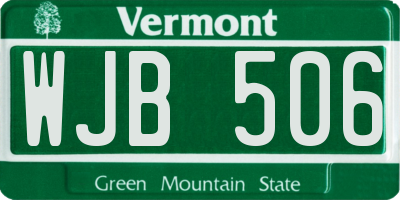 VT license plate WJB506