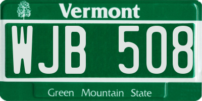 VT license plate WJB508