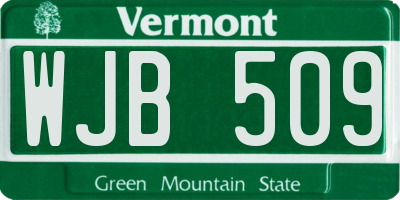 VT license plate WJB509