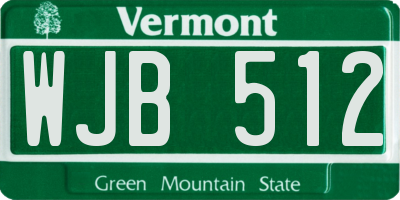 VT license plate WJB512