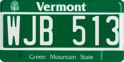 VT license plate WJB513
