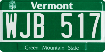 VT license plate WJB517