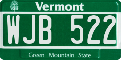 VT license plate WJB522