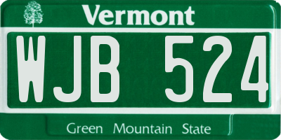 VT license plate WJB524