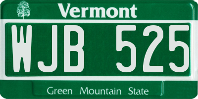 VT license plate WJB525