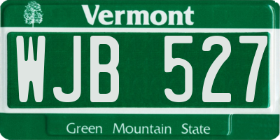 VT license plate WJB527