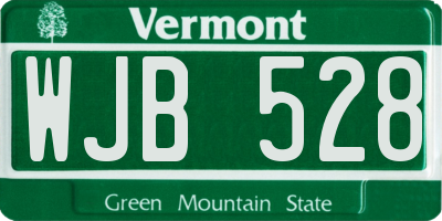 VT license plate WJB528