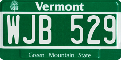 VT license plate WJB529