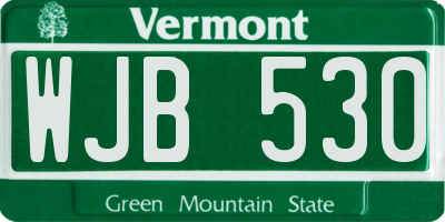 VT license plate WJB530