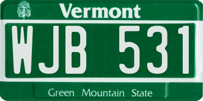 VT license plate WJB531
