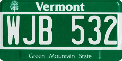 VT license plate WJB532