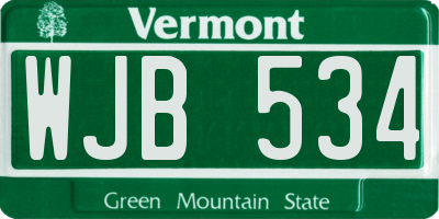 VT license plate WJB534